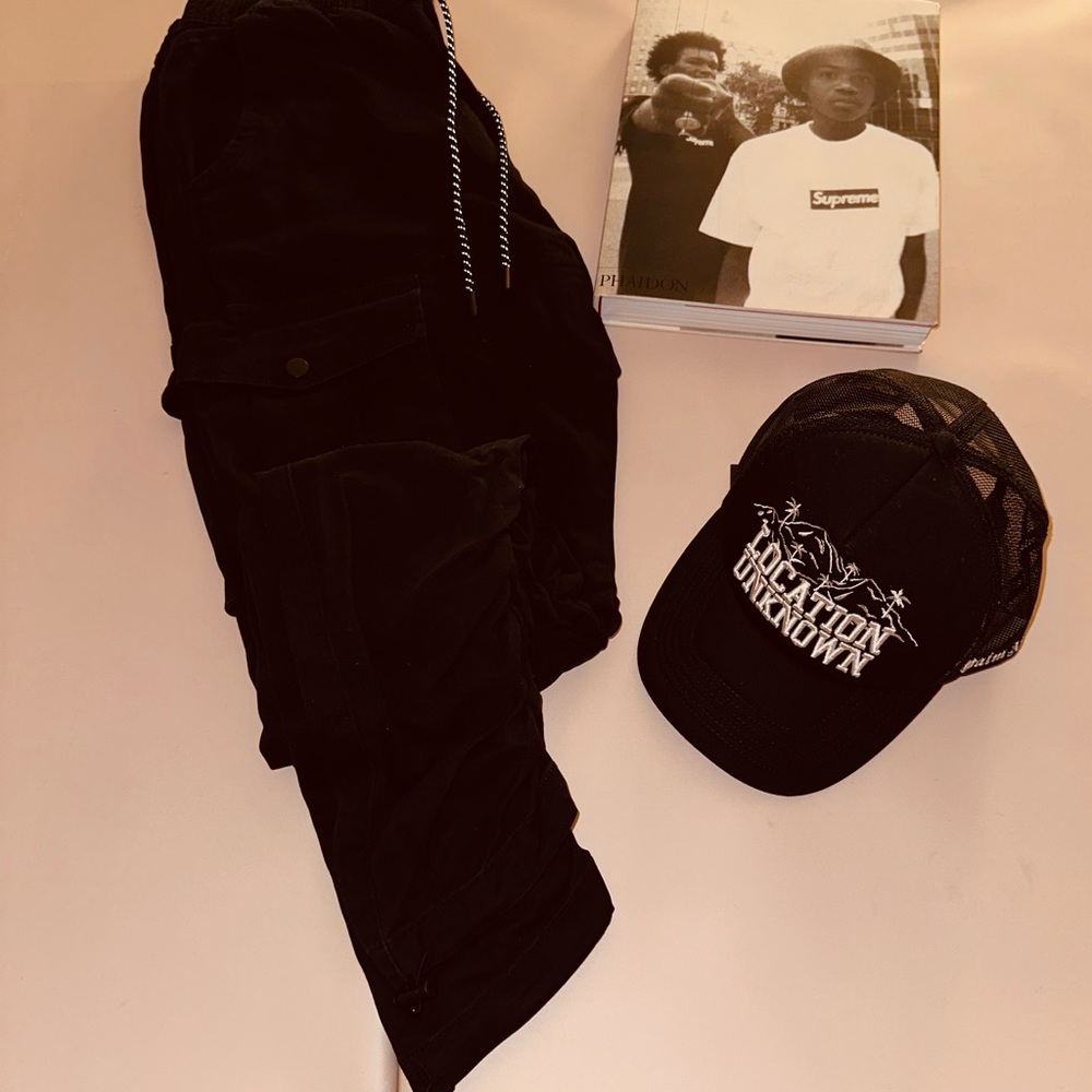 JOGGERS Black Cotton Cargo Pants